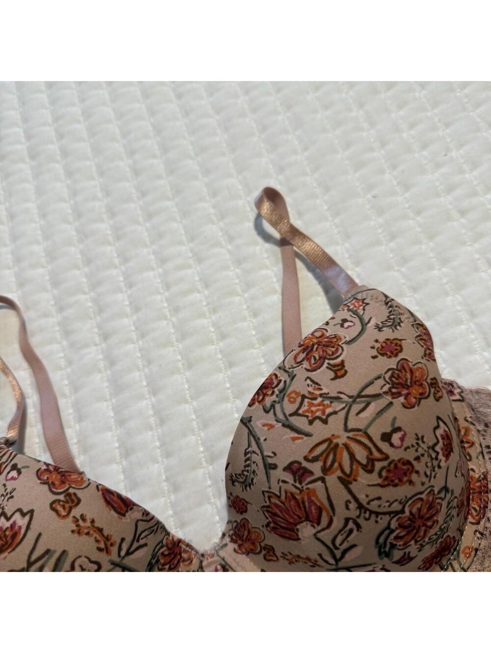 Jessica Simpson 36C Taupe Mauve With Flowers Bra Underwire Lined Floral - Picture 12 of 15